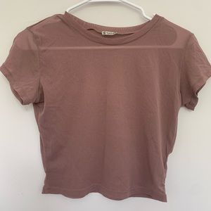Free people intimately mesh see through short sleeve crop tshirt